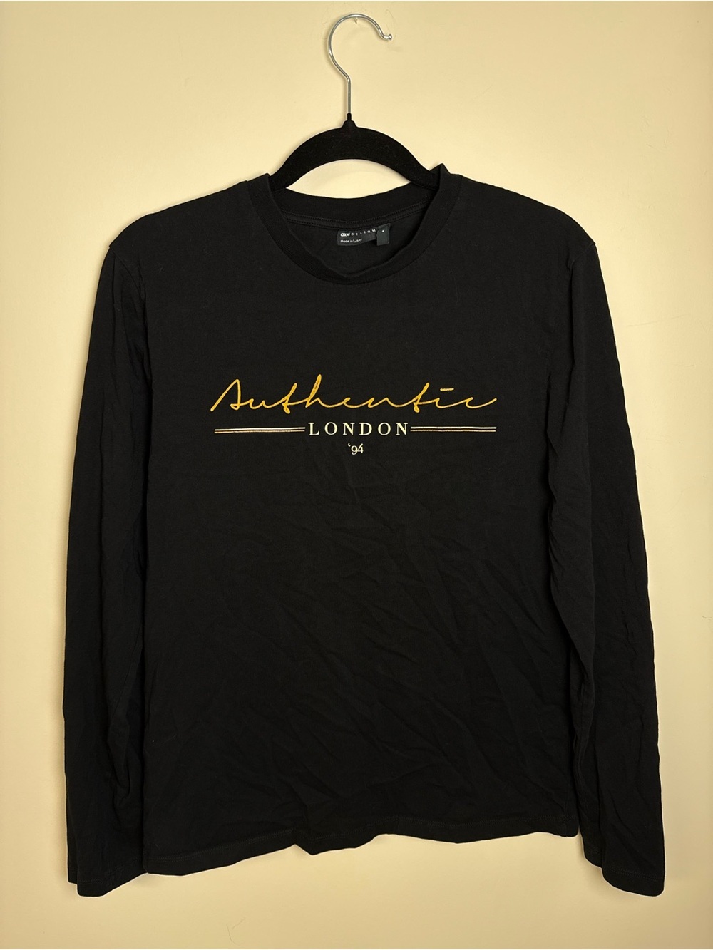 ASOS “Authentic London ‘94” Long Sleeve Minimalist Graphic Tee – Medium
